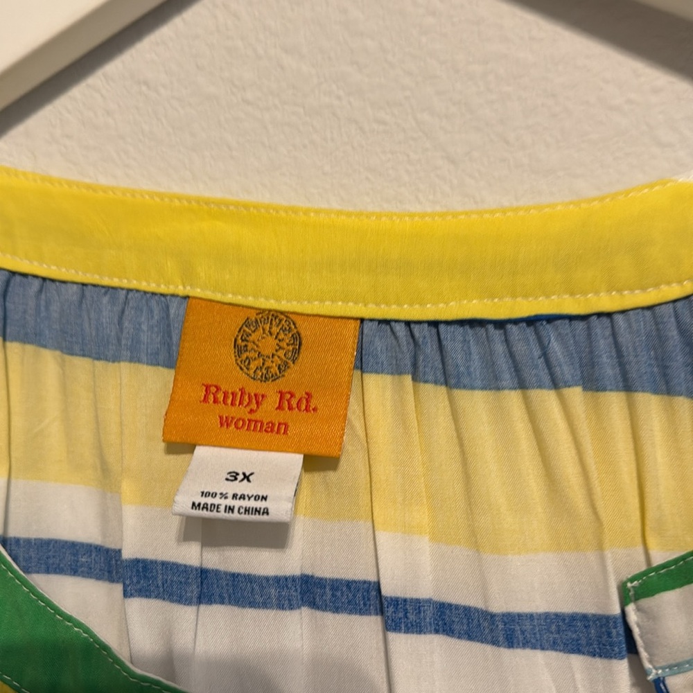 Ruby Rd. Colorful Striped Blouse Tunic - Picture 2 of 5